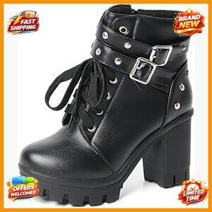 Platform Ankle Boots Chunky Heel Buckle Zipper Gothic Punk Cosplay Shoes